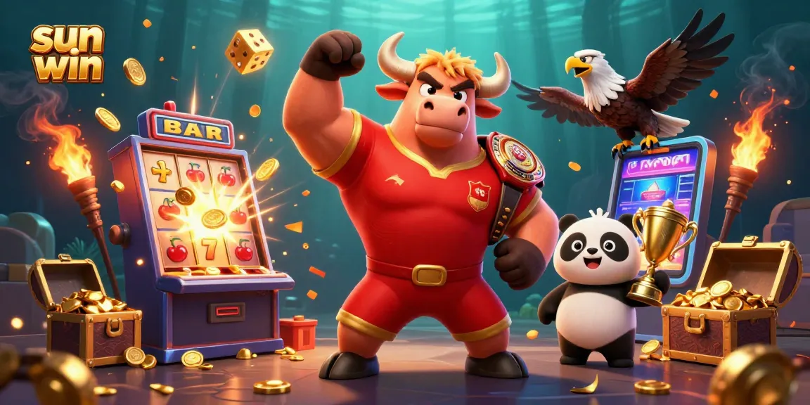 Spin large jackpots and embrace excitement with sun win in a lively 3D casino-themed illustration.